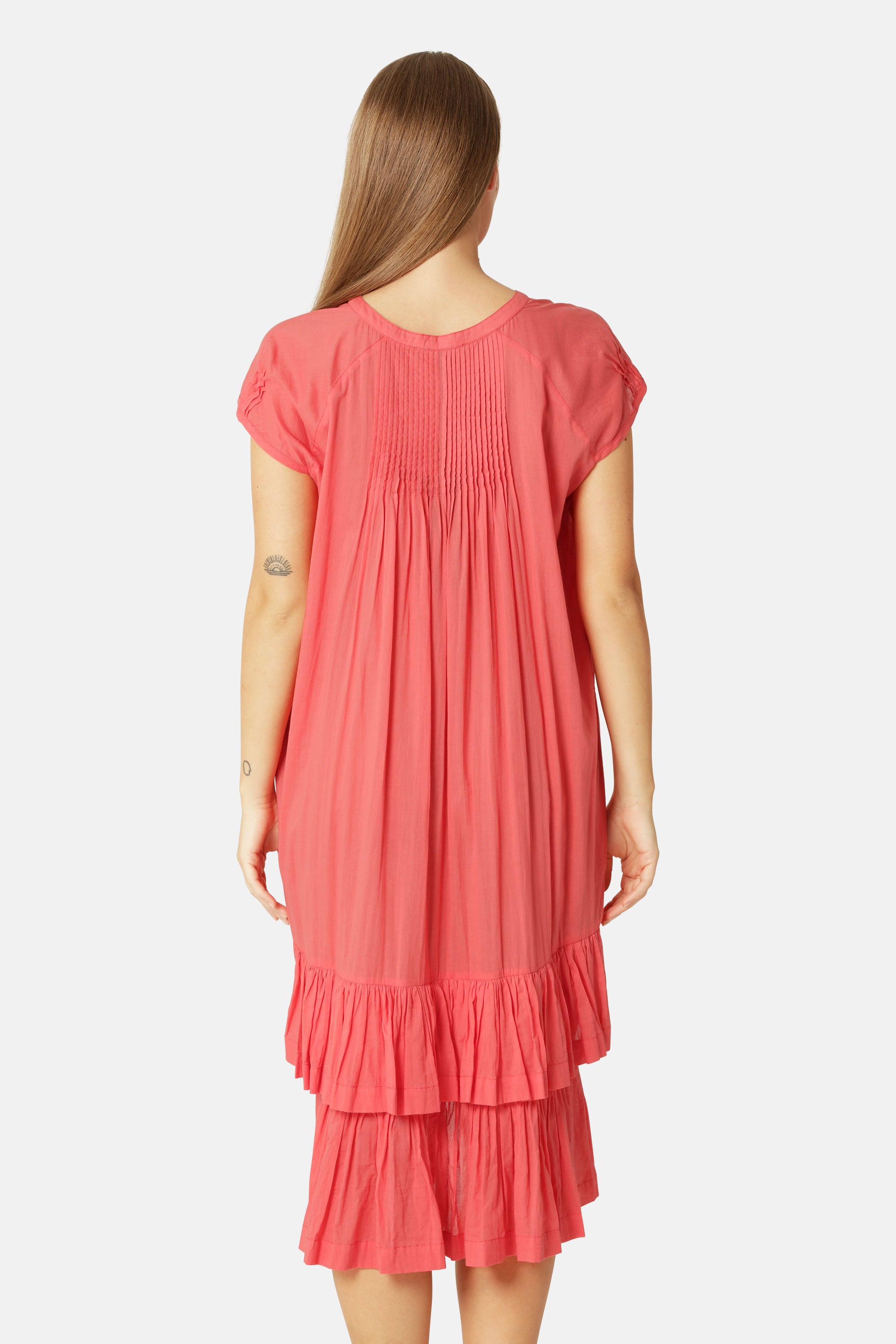 Lang Kjole med Korte Ermer - Spiced Coral